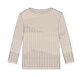 Tribal Crew Neck 3/4 Sleeve Textured Sweater - Cococream