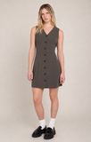 DEX Button Up Mini Dress- Dark Olive