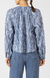 Dex Ballon Sleeved Blouse - Blue/White Paisley
