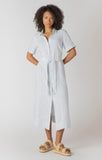 Room 34 Belted Shirtdress - White/Blue Wash