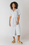 Room 34 Belted Shirtdress - White/Blue Wash