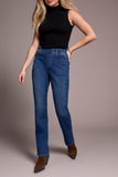 Tribal Sophia Pull On Straight Jeans W/Pockets - Faded Blue